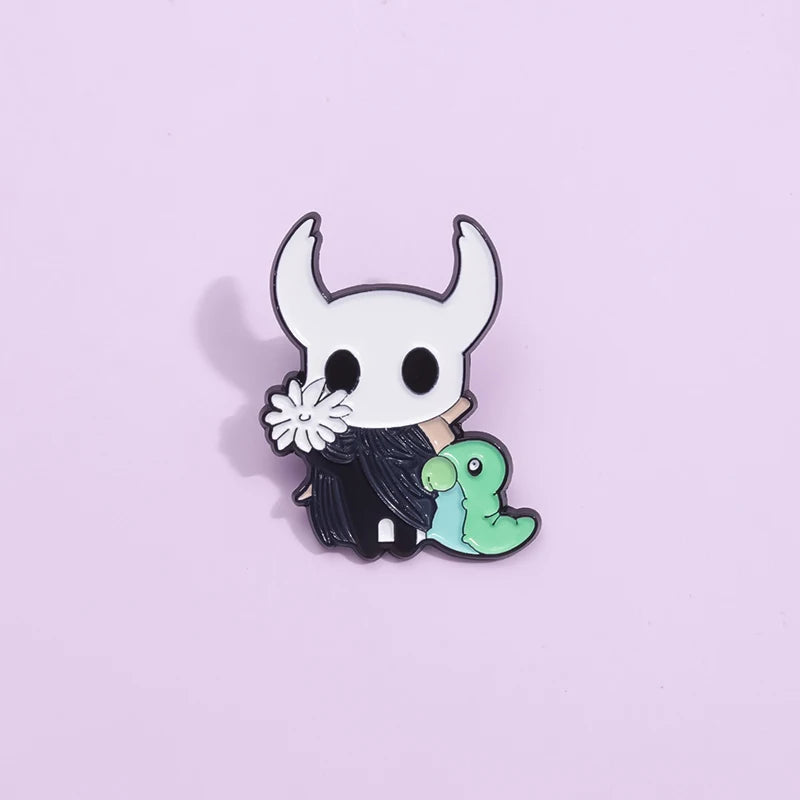 Hollow Knight The Knight & Grub Enamel Pins, Cute Game Brooch, Collectible Lapel Pin - Cartpitol