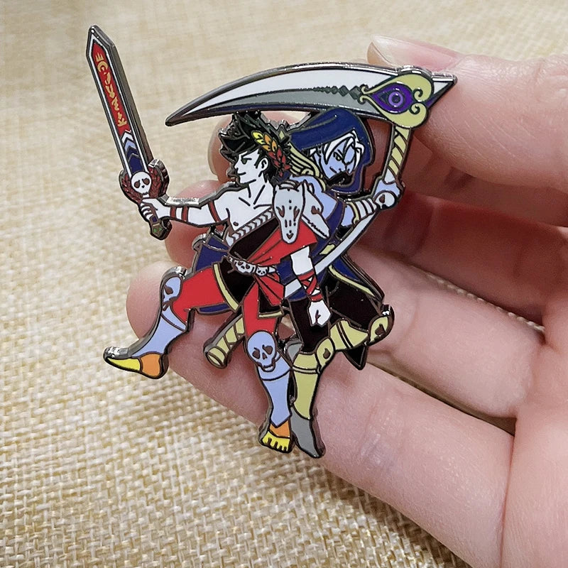 Zagreus and Thanatos enamel pin game Hades fanart metal badge Greek mythology Anime Thanzag brooches Collectibles gifts Cartpitol