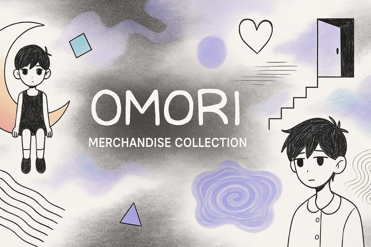 A banner for my Omori Merch collection, featuring the atmosphere and design-style of the game