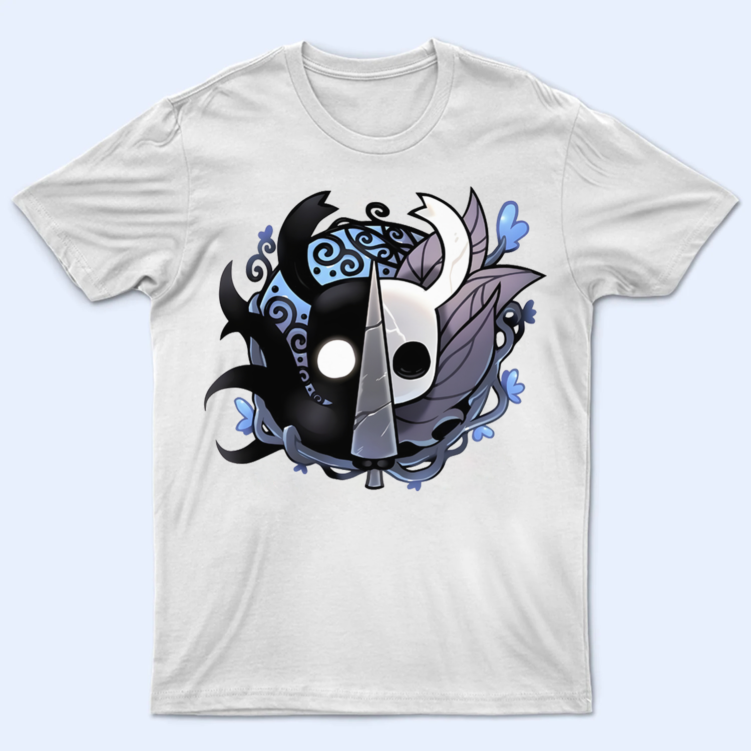 Collector's edition The Knight Hollow Knight design on a T-shirt mockup