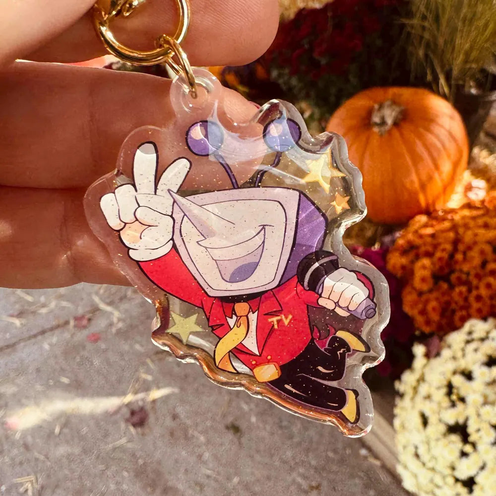 The Tenna Deltarune Glitter Keychain presented as a thoughtful, sparkling gift for a DELTARUNE fan or collector