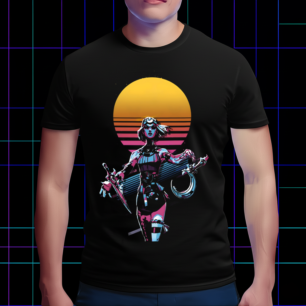 A lifestyle photo of a person wearing the Hades-inspired Melinoë tee in a relatable setting