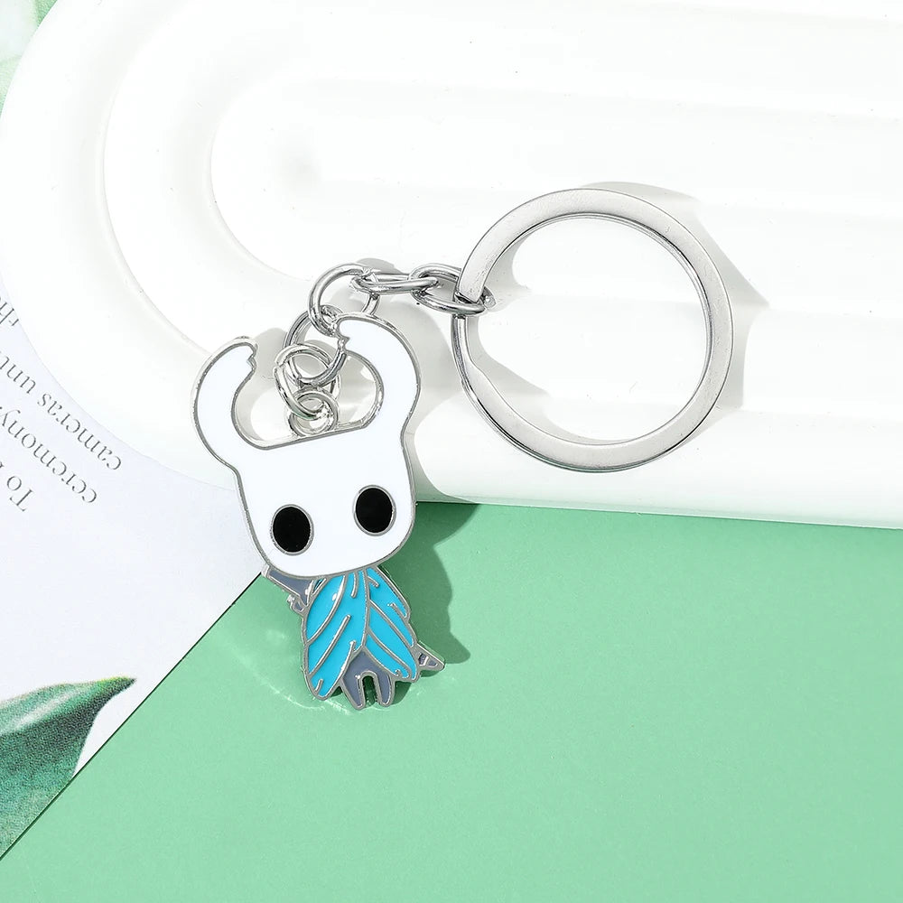 Front view of the cute Hollow Knight octopus metal keychain model2