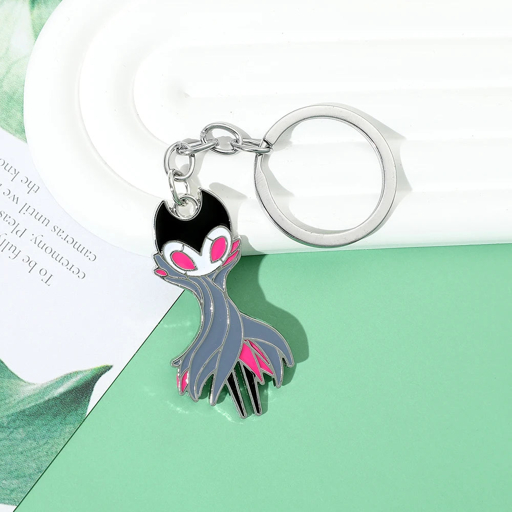 Front view of the cute Hollow Knight octopus metal keychain model5