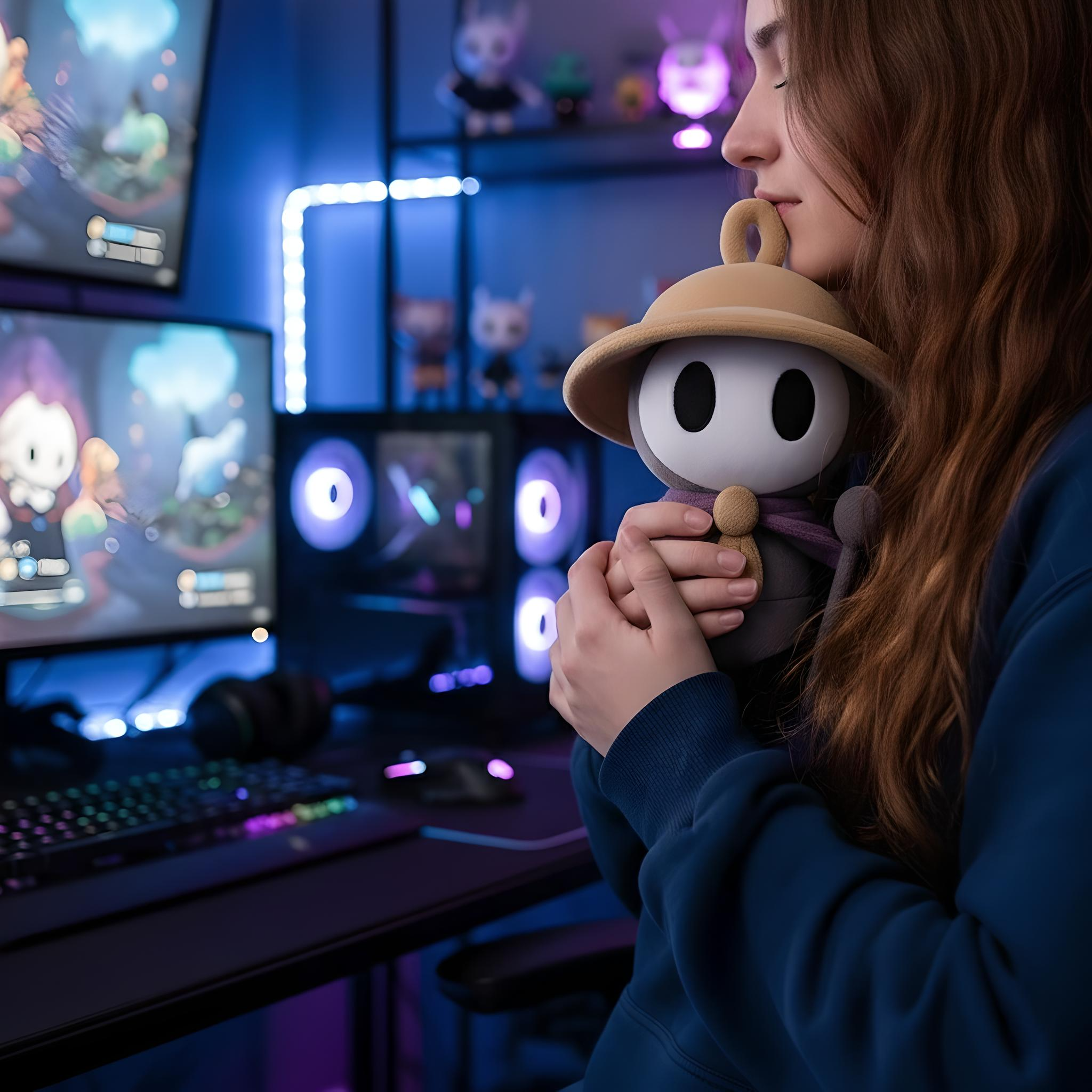 Close-up detail of the ultra-soft texture and crisp embroidered features of the Sherma Silksong plush