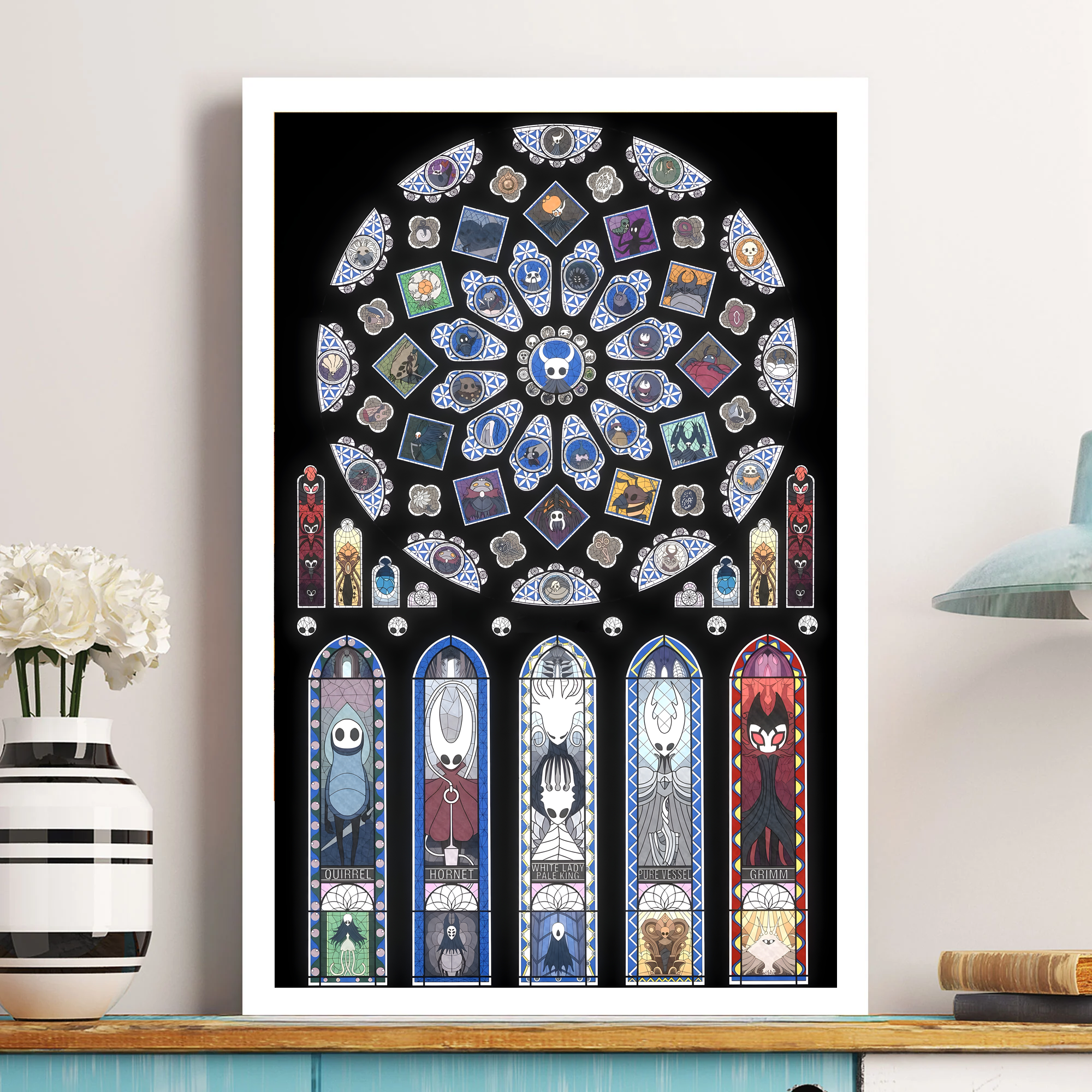 Unframed Hollow Knight Poster print, rolled up and ready for gifting or custom framing