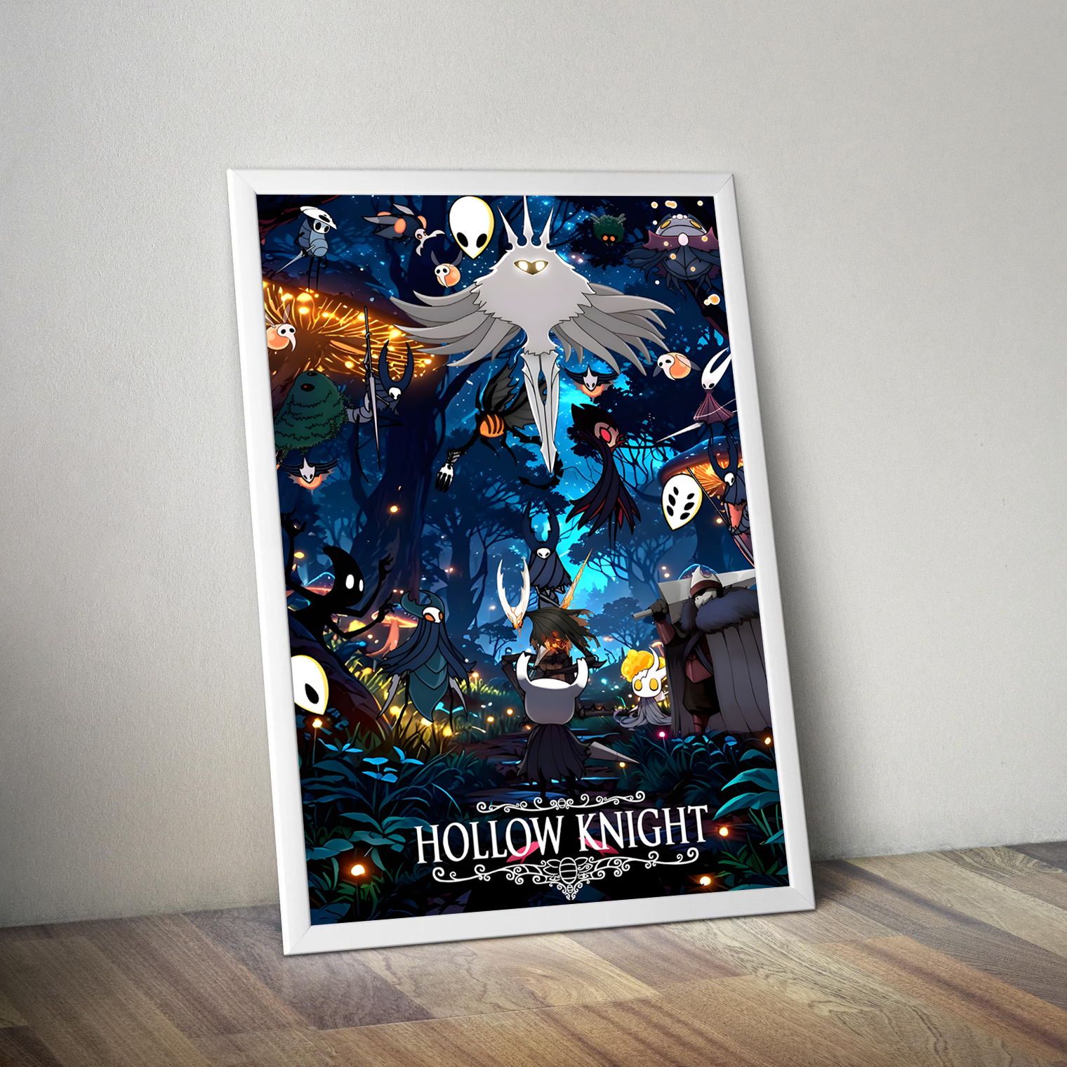 High-quality Hollow Knight Poster print, featuring atmospheric fan-created artwork of a moody Hallownest scene.