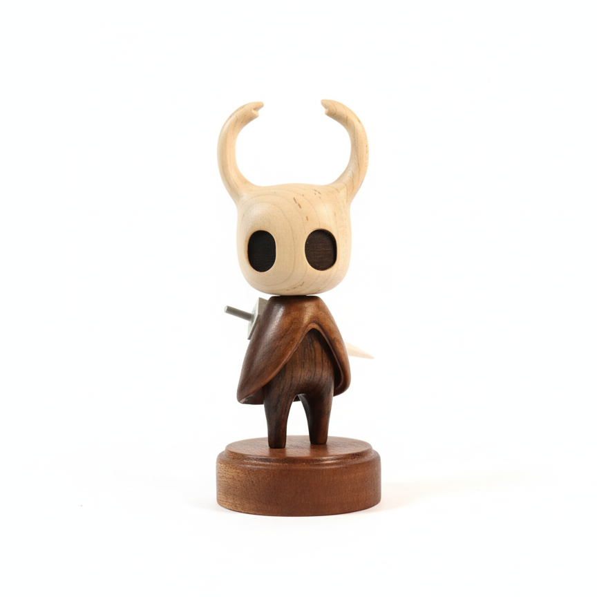 Hollow Knight Wooden Figure, The Knight Handcrafted Wood