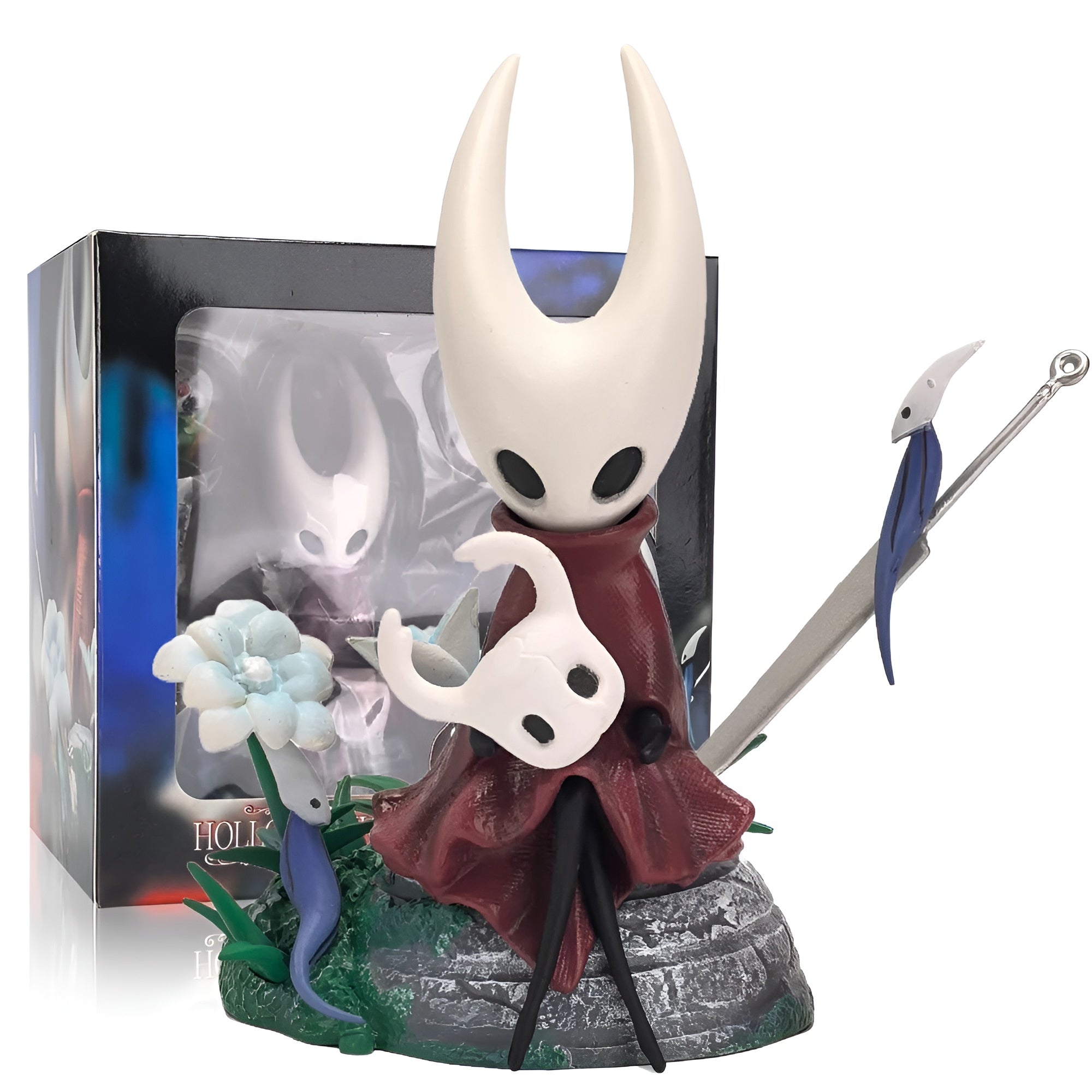 Main view of the 10cm Silksong Merch figure set featuring The Knight and Hornet together