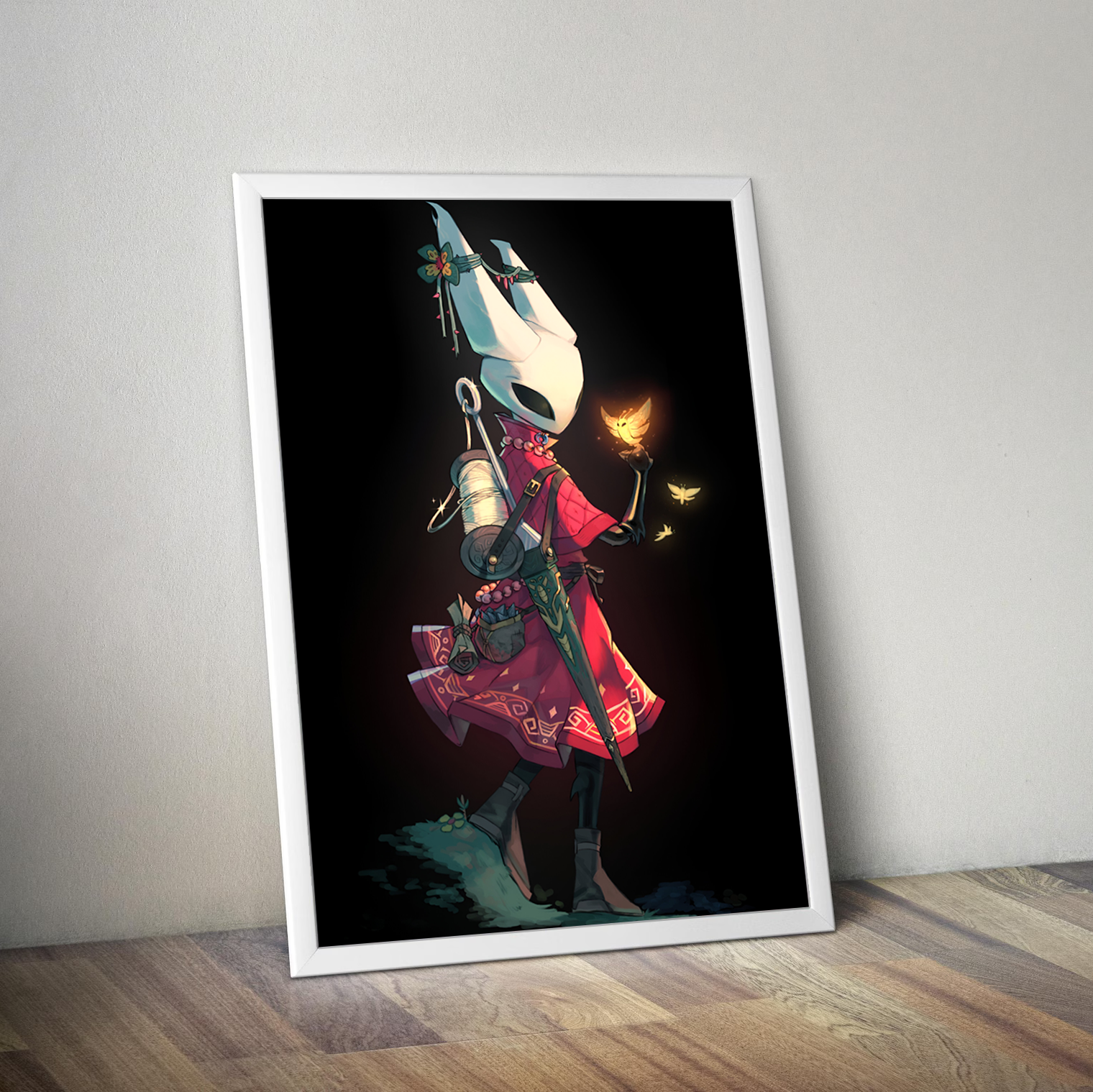 High-quality Hornet Wall Art poster print, featuring unique fan-created artwork of the character from the Silksong journey.
