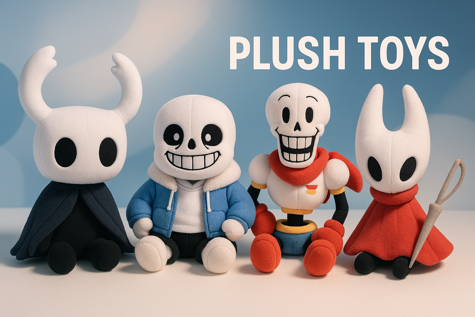 A Banner for my Plush Toy collection for Indie Game Lovers, the banner features some plush toys of popular characters from Hollow Knight & Undertale