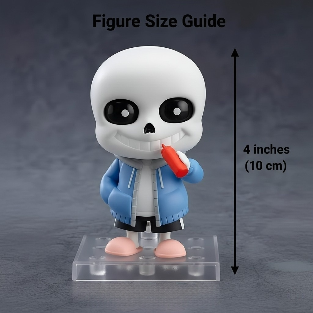 10cm Sans Figure action model, illustrating the size and collectible quality of the Undertale Merch.