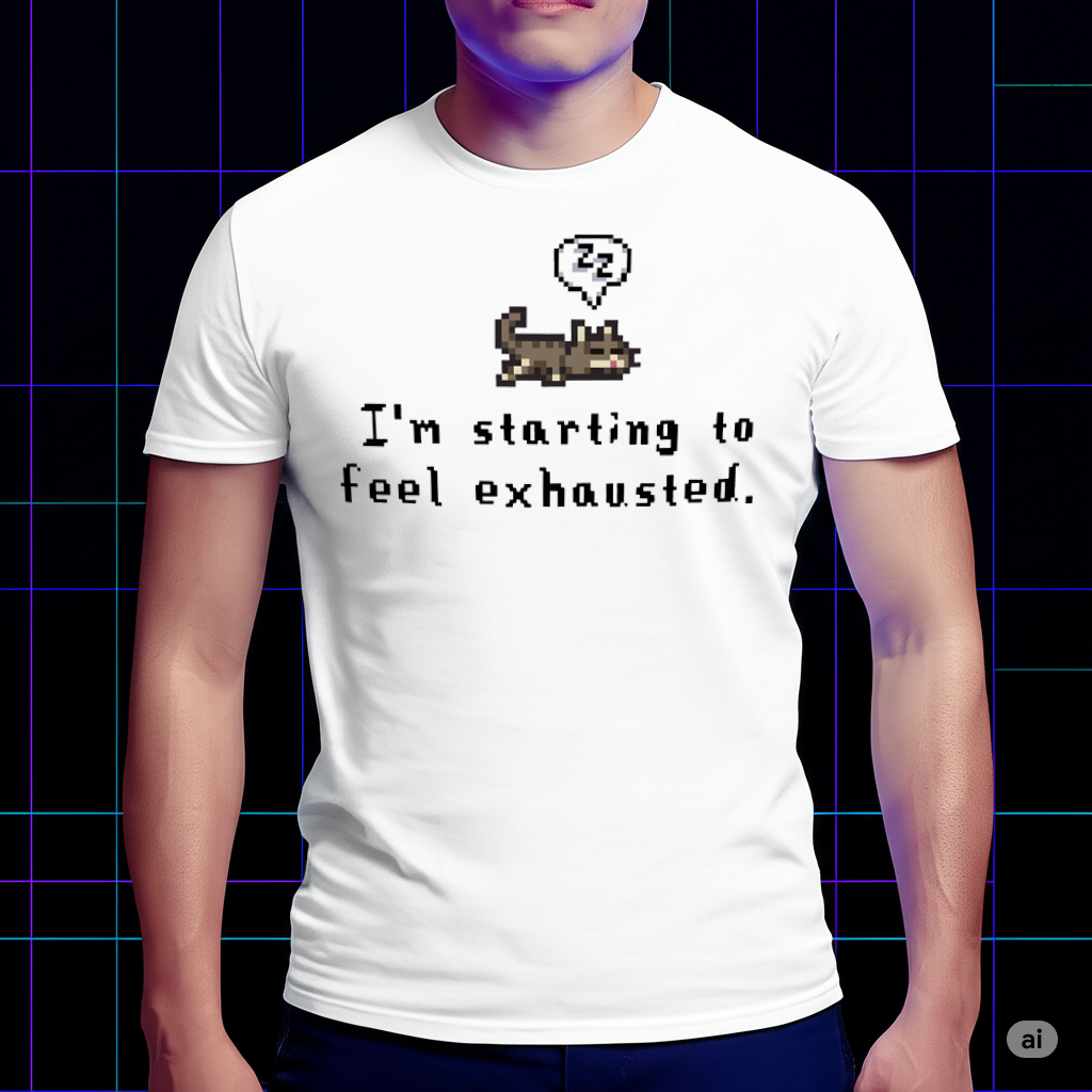 I'm Starting to Feel Exhausted Stardew Valley T-Shirt, Sleeping Dog & Gamer Energy Tee Cartpitol