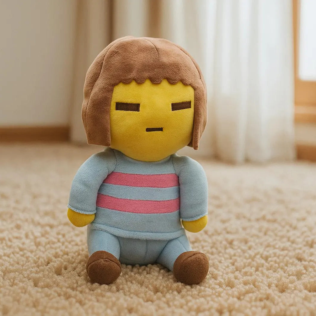 Detailed image of the Undertale Plush Toy Frisk, illustrating the soft stuffed fabric and design.
