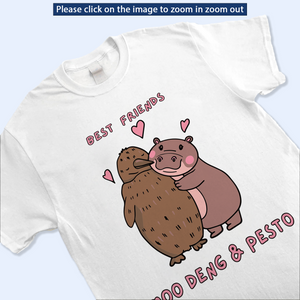 Best Friends Moo Deng And Pesto Penguin Shirt, Moo Deng and Pesto Funny Meme Tshirt, Baby Hippo Shirt, Pesto Penguin Trending Viral Tee