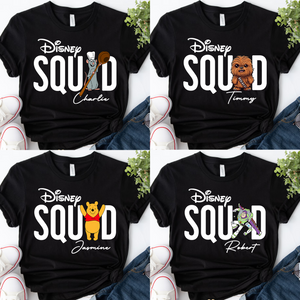 Disney Custom Squad Dark Shirt, 2025 Disney Family Shirt, Disney Squad Shirt, Mickey & Friends Shirt, Matching Disney Trip Tee, Disney Kids Shirt