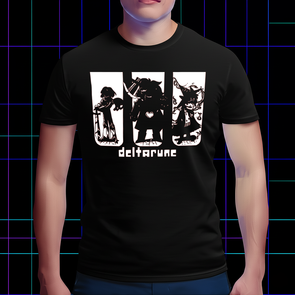 DELTARUNE Merch, 'The Trio' Silhouette T-Shirt, Iconic Character Fan Apparel Cartpitol