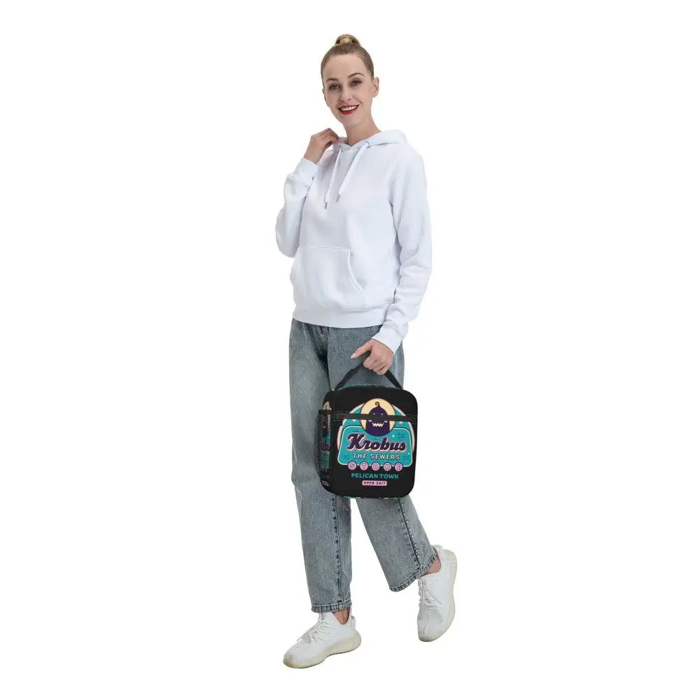 Stardew Valley Krobus Insulated Lunch Bag - Sewer Merchant Cooler Tote for Daily Adventures Cartpitol