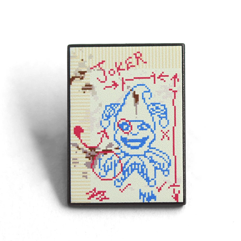 Front view of the Brainstorm Joker Enamel Pin, showing the detailed pixel art from the video game Balatro.