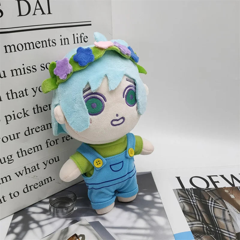 Close-up of the BASIL Plush Toy's face and flower crown, highlighting the detailed stitching and soft short plush material.