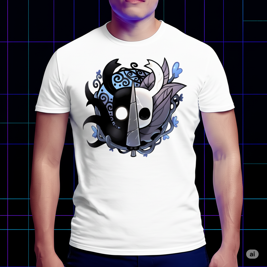 Collector's edition The Knight Hollow Knight design on a T-shirt mockup