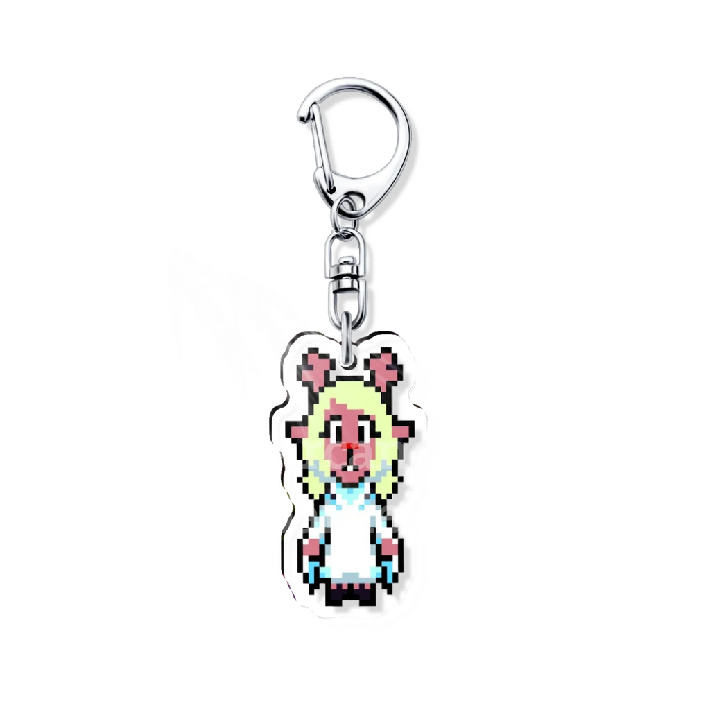 Close-up of the DELTARUNE Noelle Holiday character keychain charm, highlighting the detailed artwork