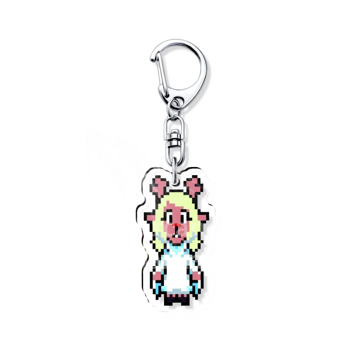 Close-up of the DELTARUNE Noelle Holiday character keychain charm, highlighting the detailed artwork