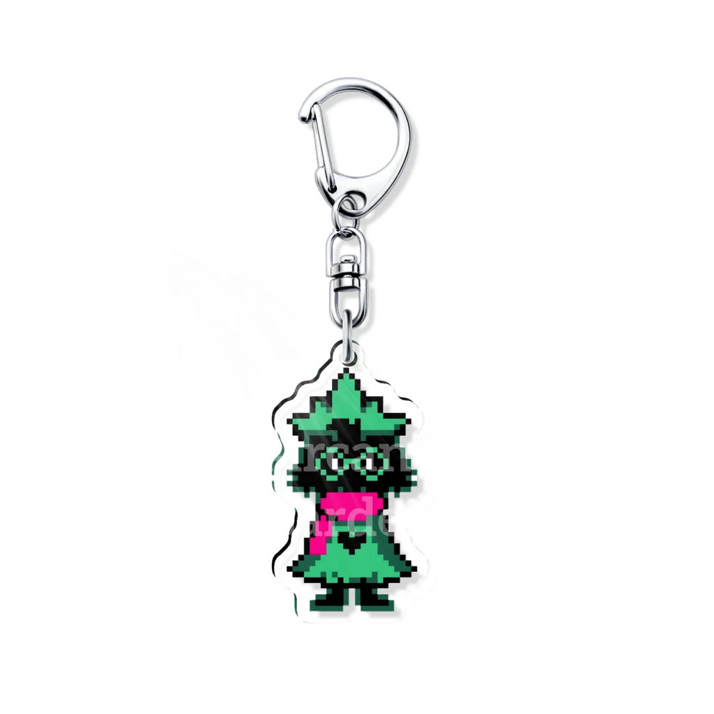 Individual DELTARUNE Ralsei character keychain, showing his iconic hat and kind expression.