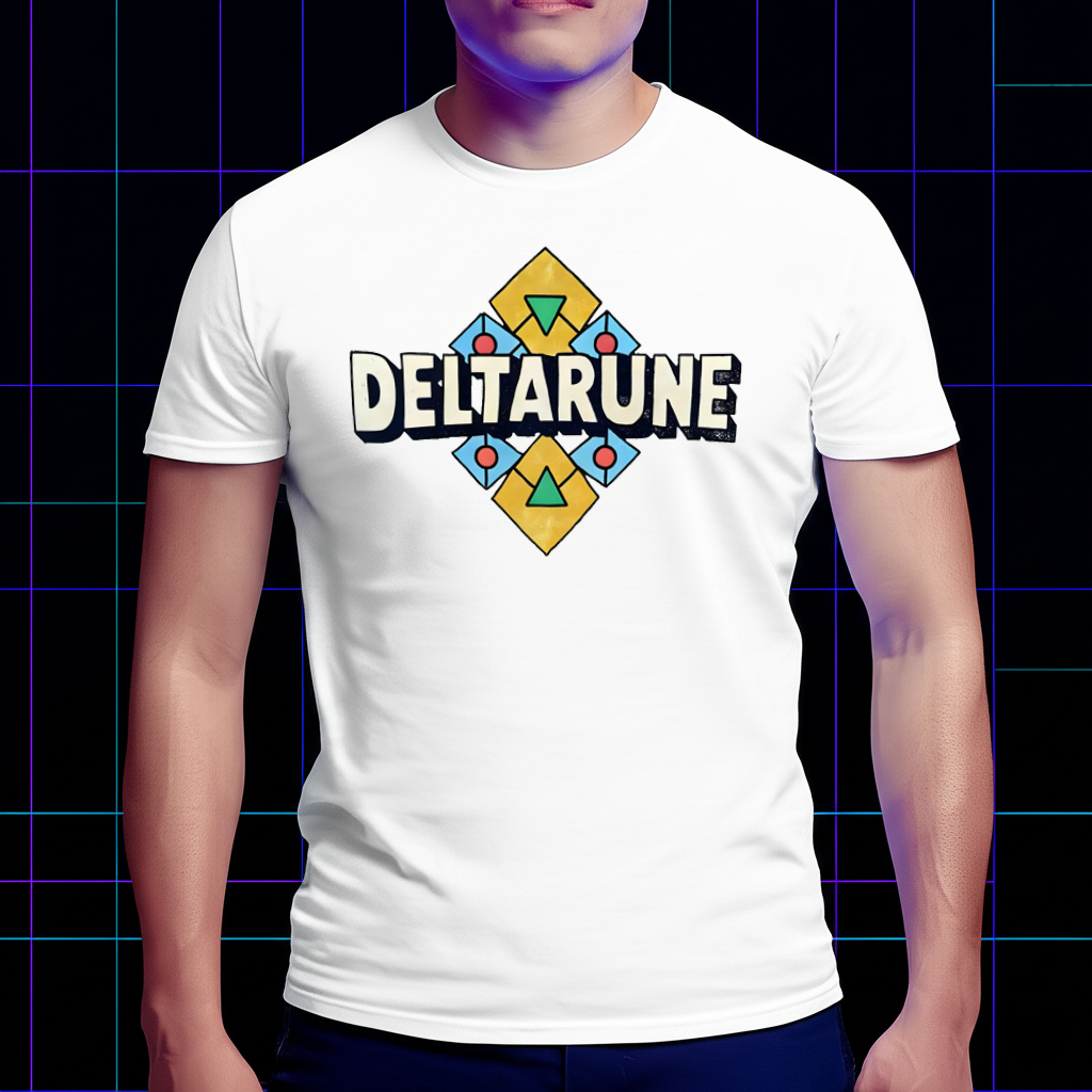 DELTARUNE Artwork T-shirt worn by a model, demonstrating its comfortable fit and unique design, essential DELTARUNE merch