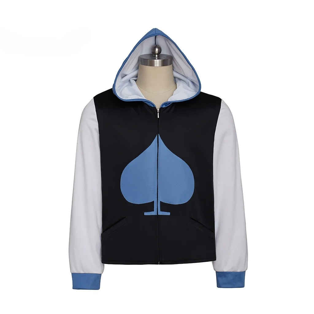 Full view of the DELTARUNE Cosplay Lancer Costume set, featuring the blue and black Prince of Spades jacket.