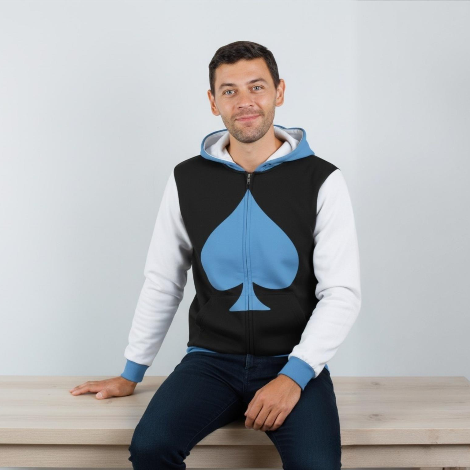DELTARUNE Cosplay Lancer costume worn by a model, demonstrating the fit of the zippered coat/jacket.