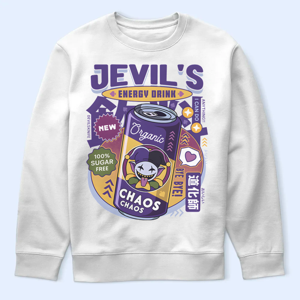DELTARUNE Jevil 'Jevil's Energy Drink' T-Shirt, Organic Chaos Fan Apparel & Graphic Tee Cartpitol