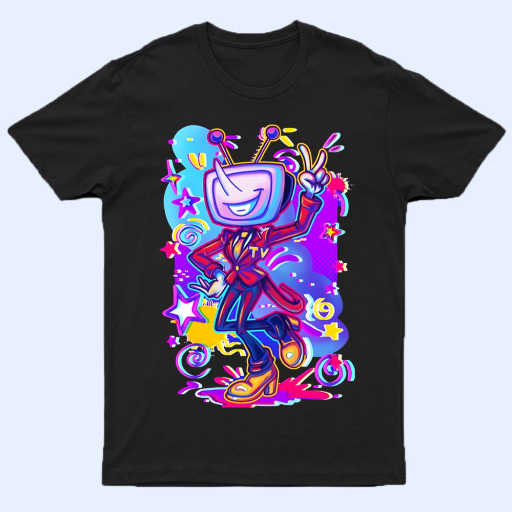 Front view of the DELTARUNE merch Mr. Ant Tenna Character T-shirt, featuring the unique Dark World figure