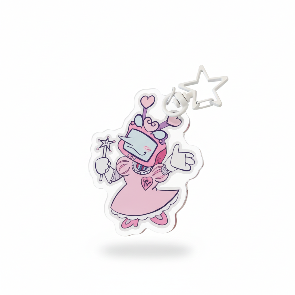 Front view of the DELTARUNE Merch Tenna Princess Keychain, showcasing the unique 'Princess' style character design.