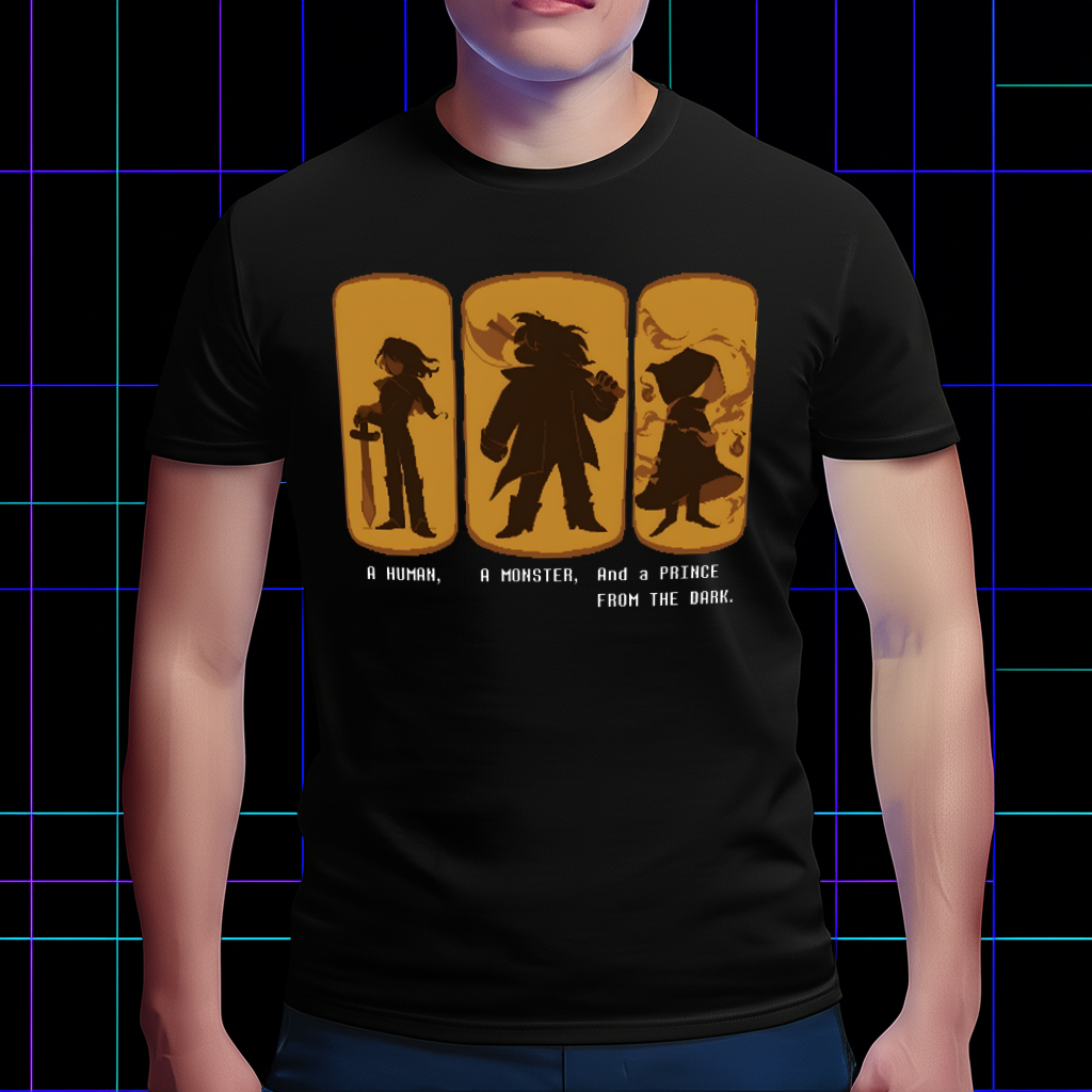 DELTARUNE Merch, The Trio Silhouette T-Shirt, Human Monster Prince Apparel Cartpitol