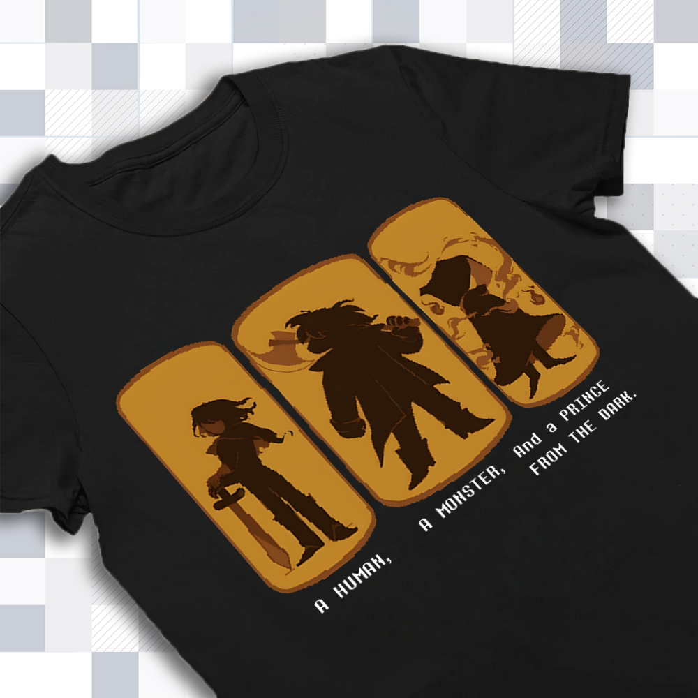DELTARUNE Merch, The Trio Silhouette T-Shirt, Human Monster Prince Apparel Cartpitol