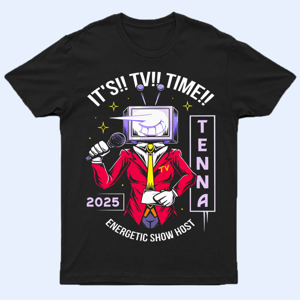Front view of the DELTARUNE Mr. Ant Tenna 'It's TV time, energetic show host' T-shirt, featuring the unique character graphic