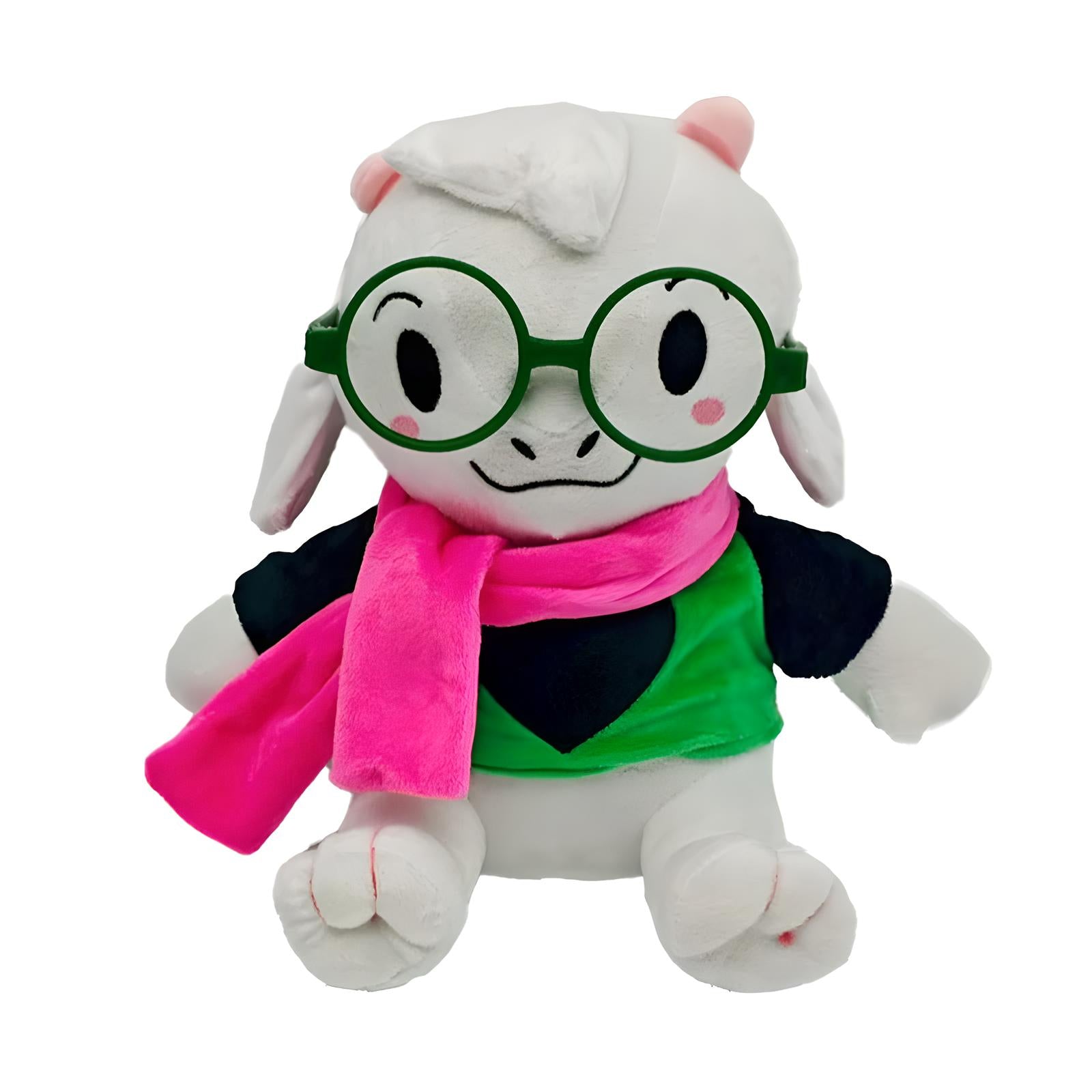 Front view of the DELTARUNE Plush Toy No Hat Ralsei Plush, featuring his true fluffy appearance.
