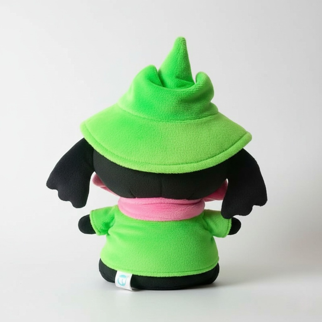 Deltarune Ralsei Plush toy with green outfit and hat on a white background