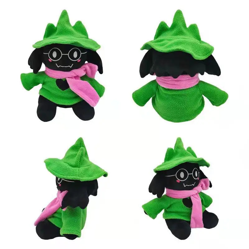 Front view of the soft and huggable DELTARUNE Ralsei plush toy, showing his iconic green hat and glasses