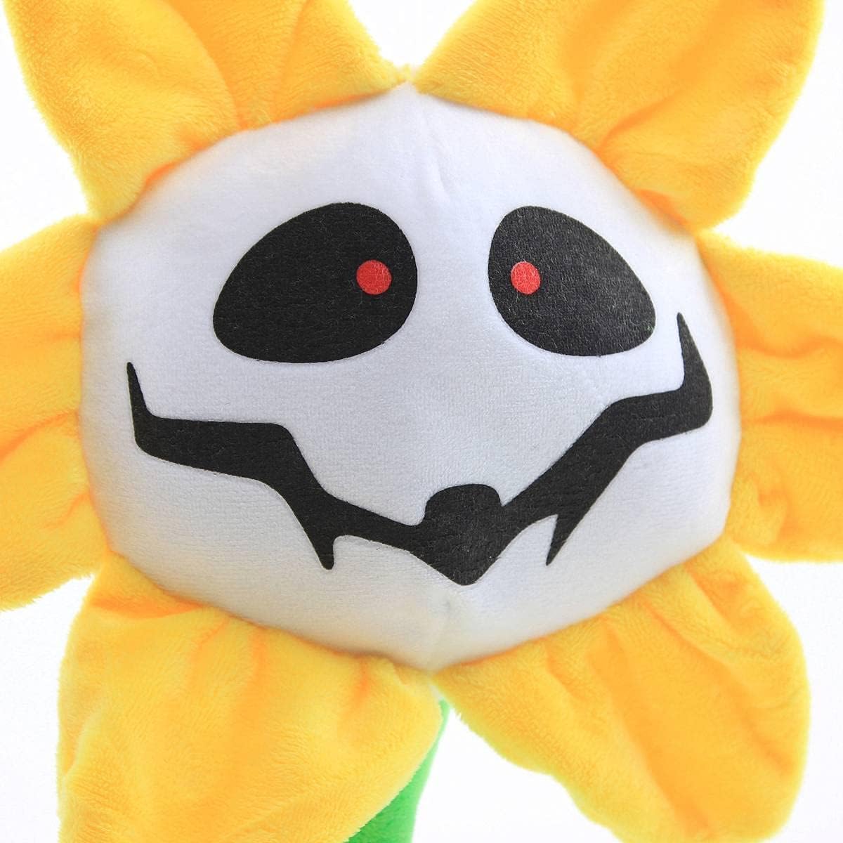 Close-up of the Flowey Plush Toy, highlighting the soft fabric and quality stitching.