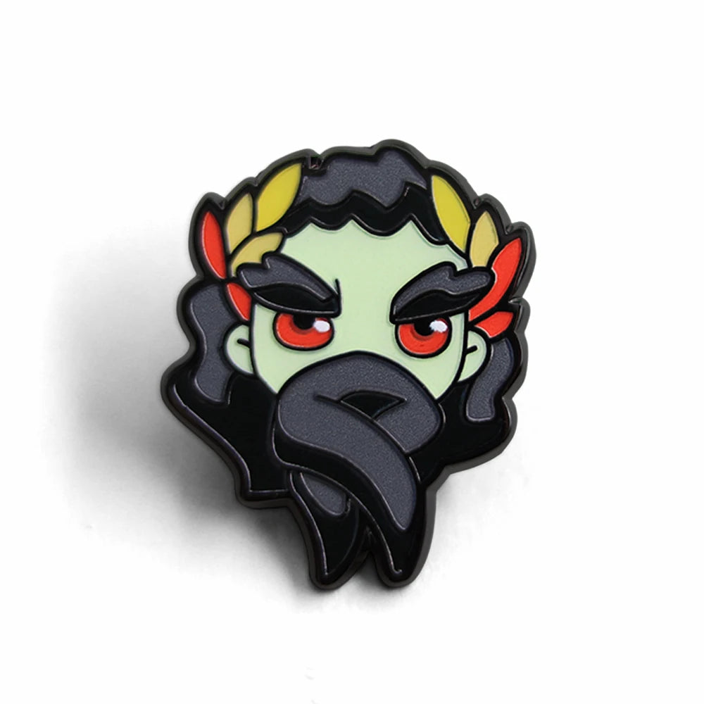 Full front view of the Hades game merch enamel pin featuring Hypnos, the God of Sleep