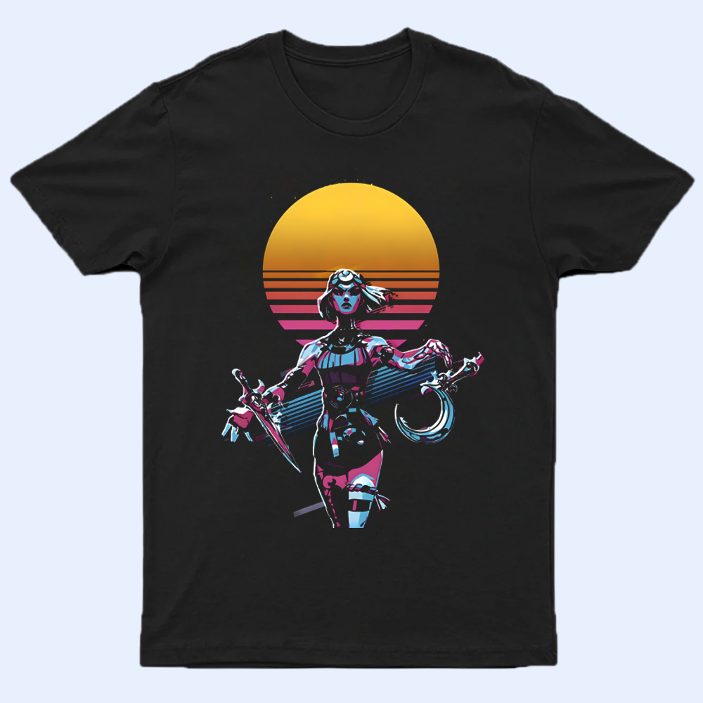 Front view of the Hades shirt featuring Melinoë, the Goddess of Ghosts, in a detailed design.