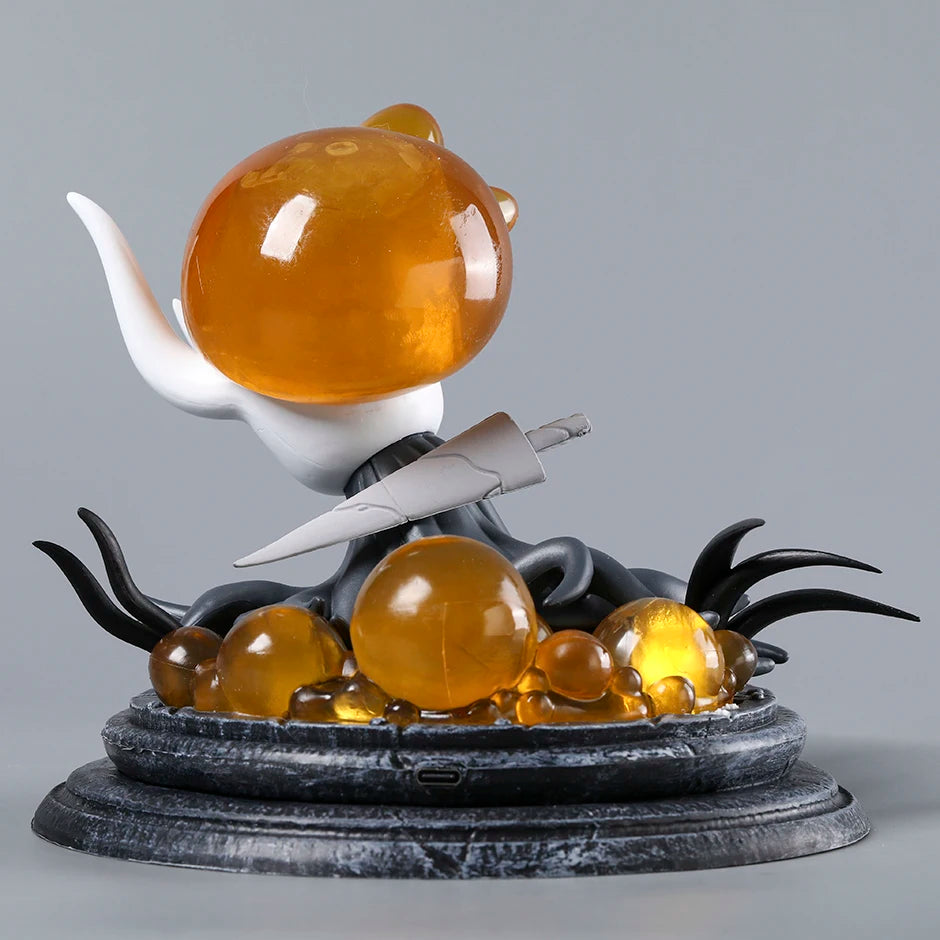 Back view of the cloak and base sculpt on the Hollow Knight Broken Vessel Figure collectible statue.