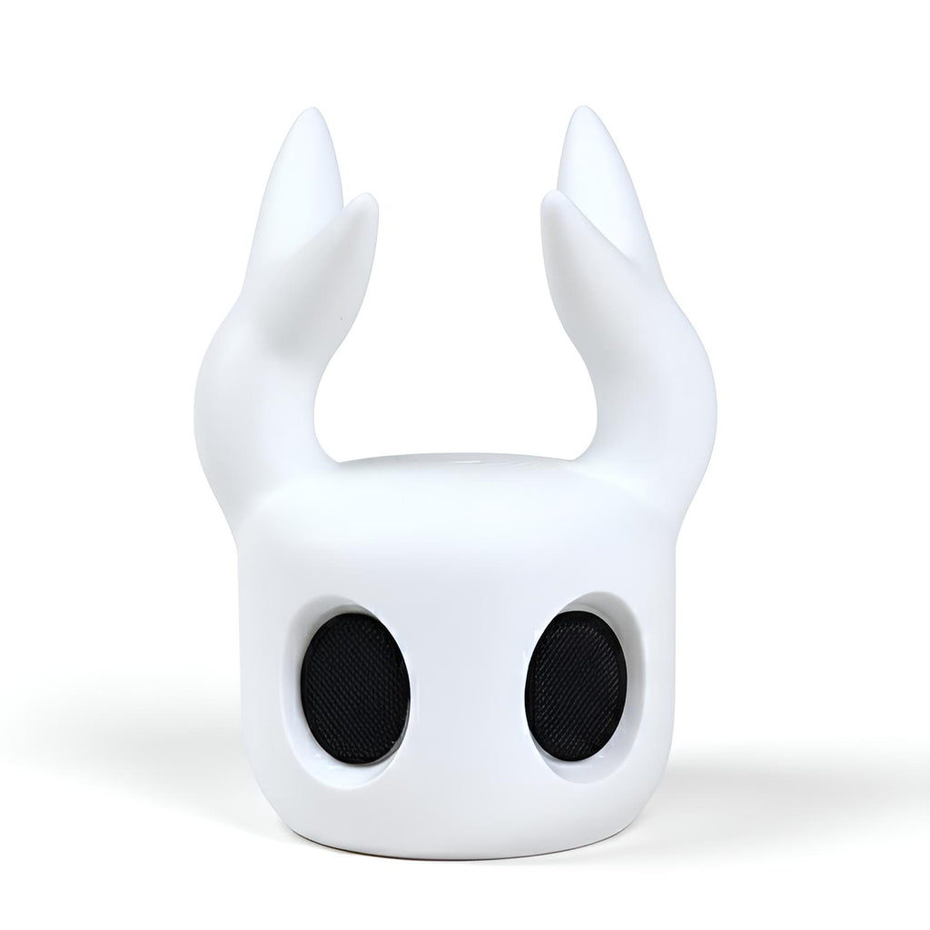 Front view of the Hollow Knight Controller Stand White (4.6in Tall) designed as The Knight's head, ready to hold a gamepad.
