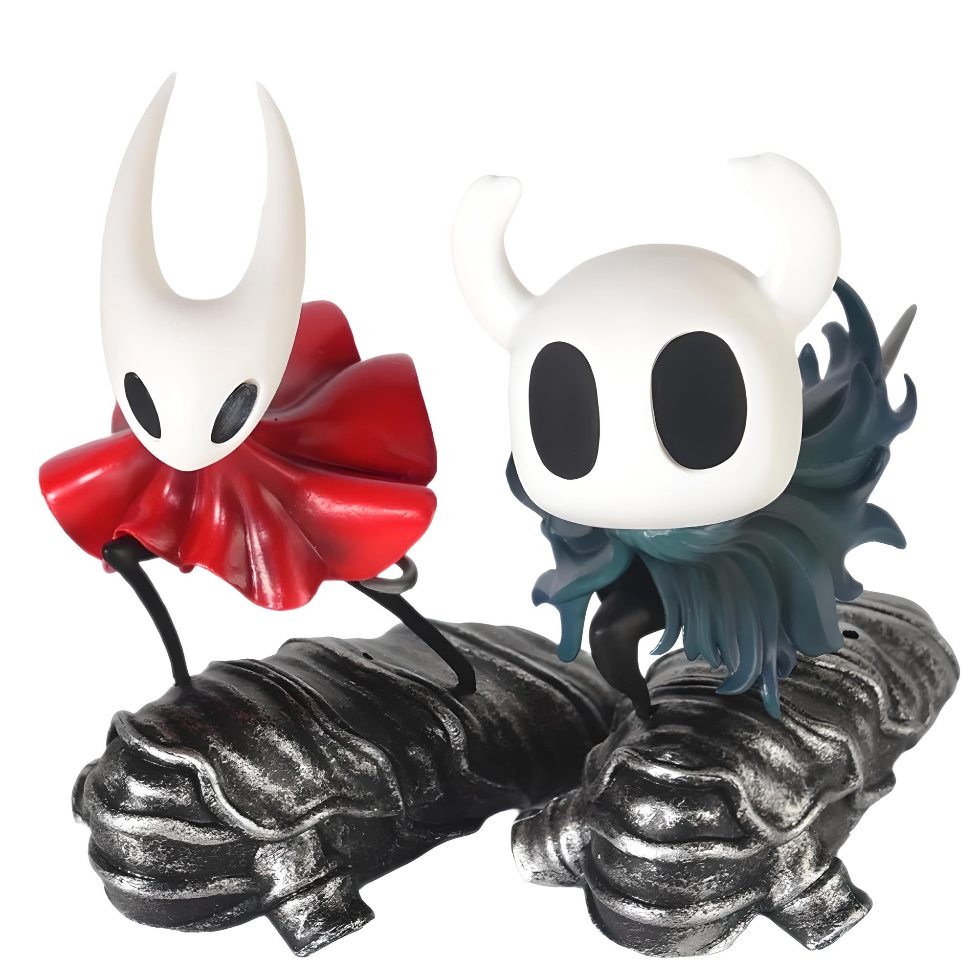 Main shot of the Hollow Knight Figure set featuring The Knight and Hornet.