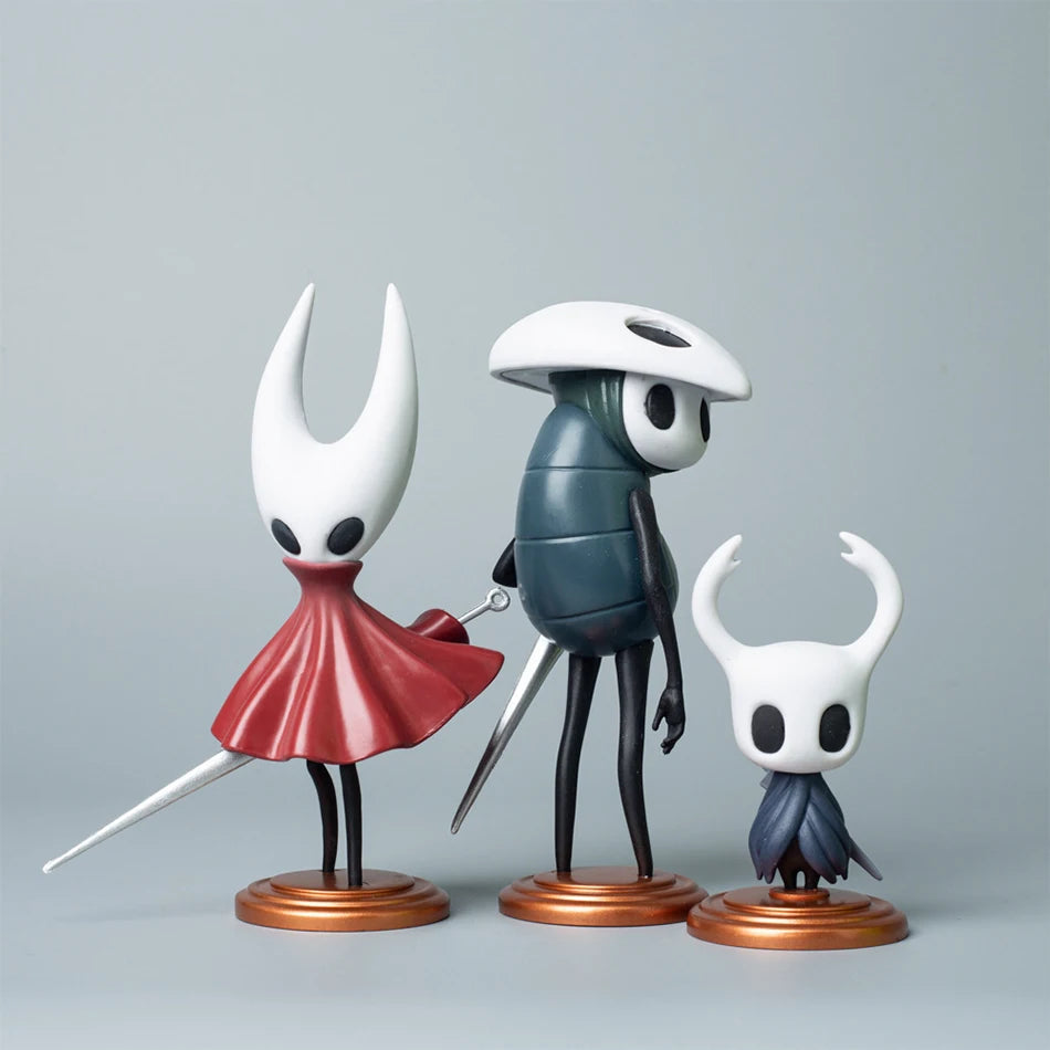 3-piece Hollow Knight figure set (Hornet, Knight, Quirrel) packaging box, suitable for a collector's gift