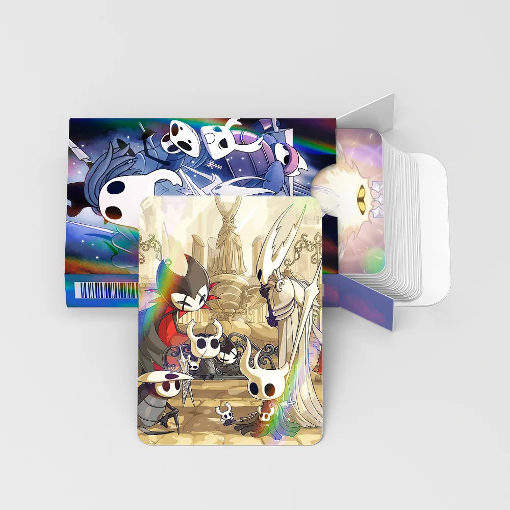 Set of Hollow Knight Lomo cards with cartoon characters on a white background