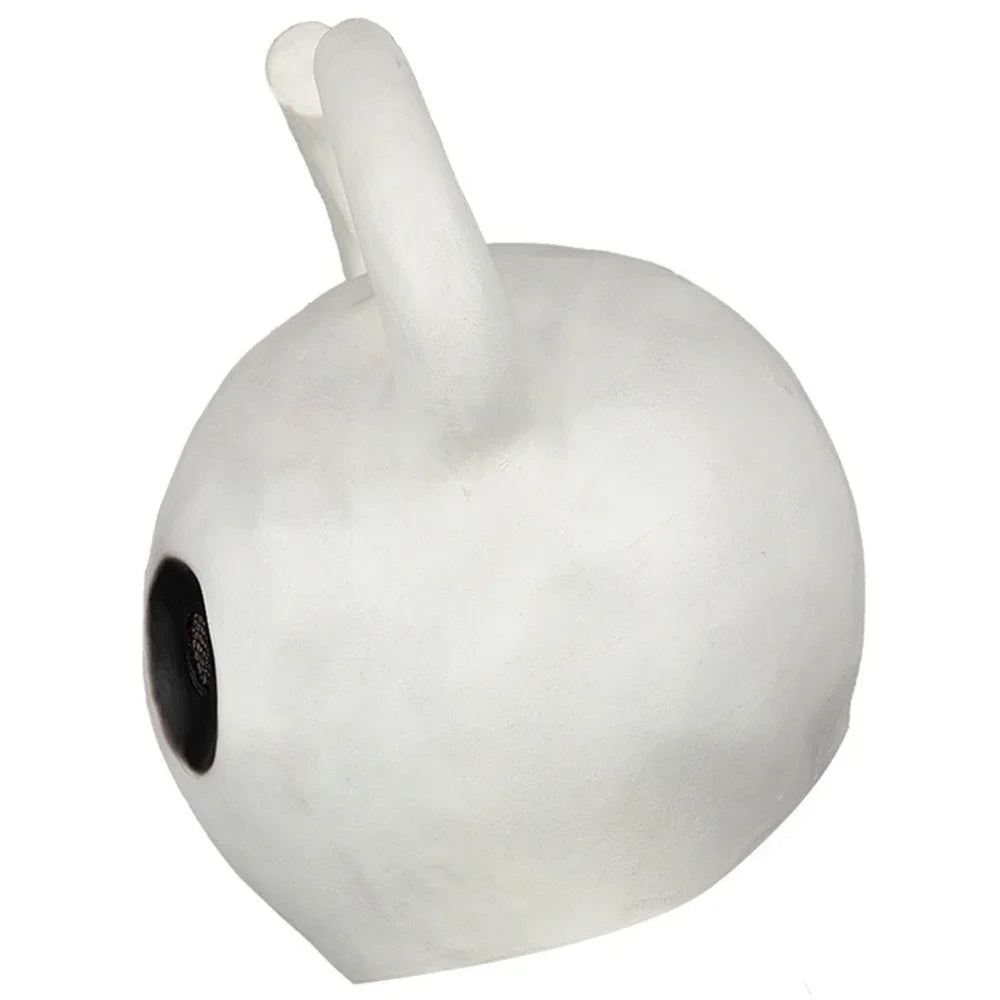 Side profile view of the Hollow Knight mask highlighting the curvature of the horns and smooth finish.  