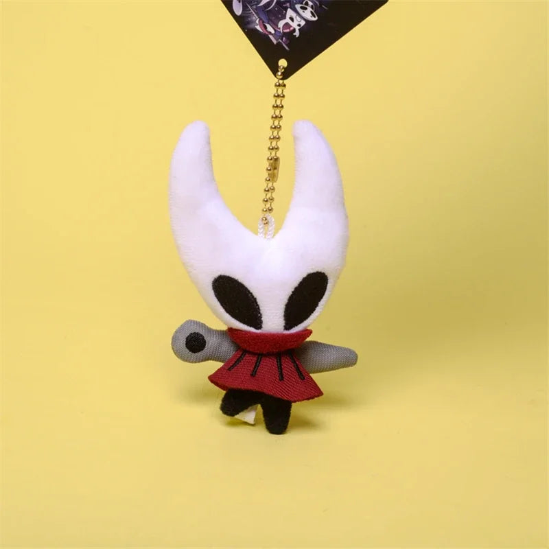 Front view of the Hollow Knight Plush Toy Keychain featuring Hornet highlighting the soft material and clasp.